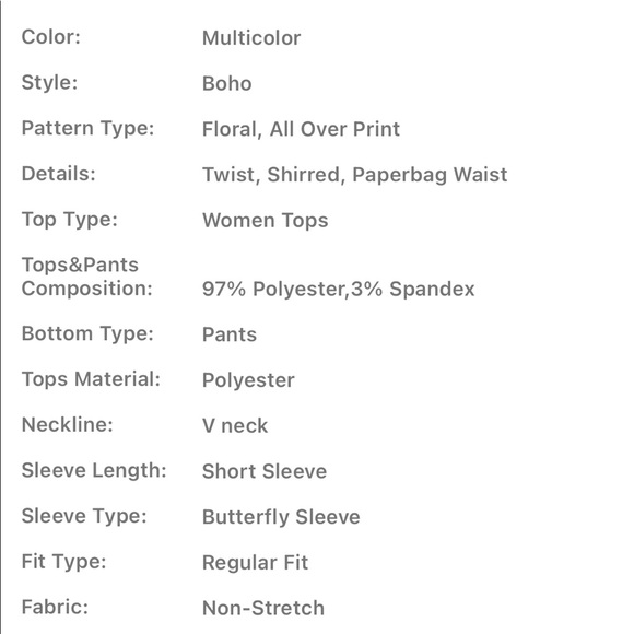 Boho Floral Print Twist Front Top Butterfly Sleeve Wide Flare Leg palazzo Pants - Picture 10 of 10